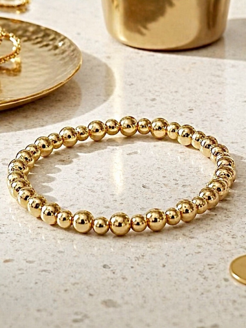 Lux Variegated 14K Gold Bead Bracelet